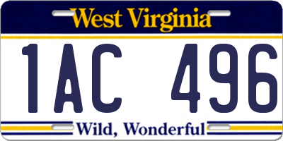 WV license plate 1AC496