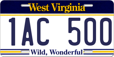 WV license plate 1AC500