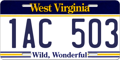 WV license plate 1AC503