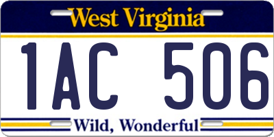 WV license plate 1AC506