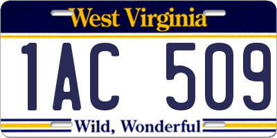 WV license plate 1AC509