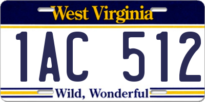 WV license plate 1AC512