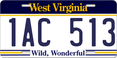 WV license plate 1AC513