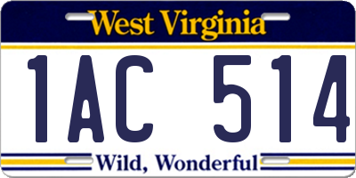 WV license plate 1AC514