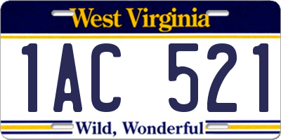 WV license plate 1AC521