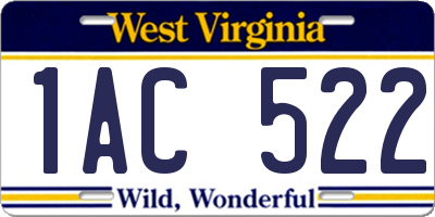 WV license plate 1AC522