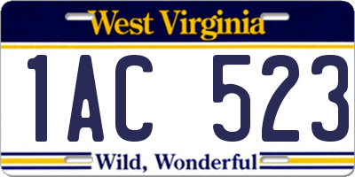 WV license plate 1AC523
