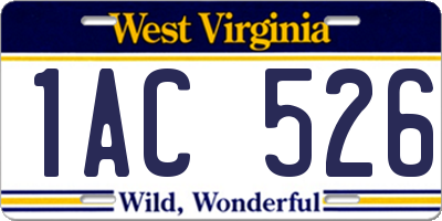 WV license plate 1AC526