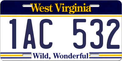 WV license plate 1AC532