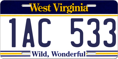 WV license plate 1AC533