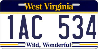 WV license plate 1AC534