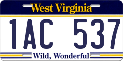 WV license plate 1AC537