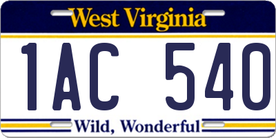 WV license plate 1AC540