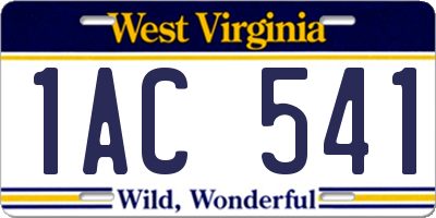 WV license plate 1AC541