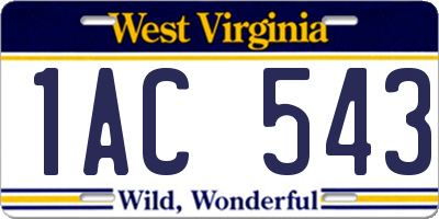 WV license plate 1AC543