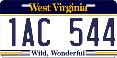 WV license plate 1AC544