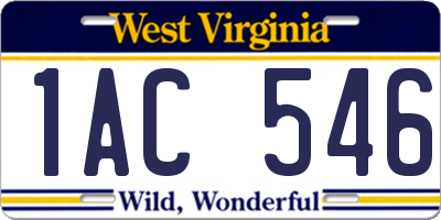 WV license plate 1AC546