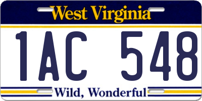 WV license plate 1AC548