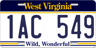 WV license plate 1AC549