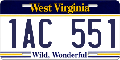 WV license plate 1AC551