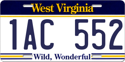 WV license plate 1AC552