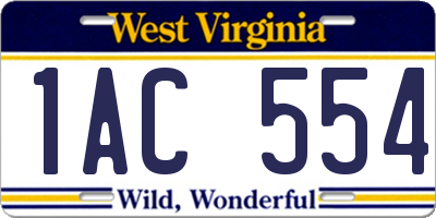 WV license plate 1AC554