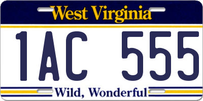 WV license plate 1AC555