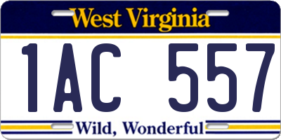 WV license plate 1AC557