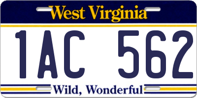 WV license plate 1AC562