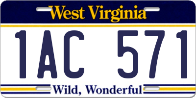 WV license plate 1AC571