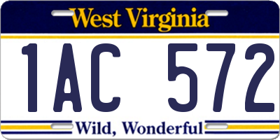 WV license plate 1AC572