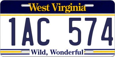 WV license plate 1AC574