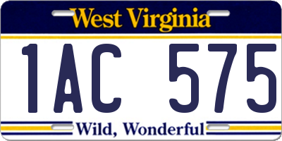 WV license plate 1AC575