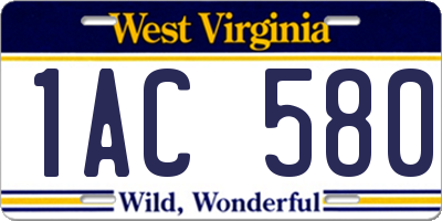 WV license plate 1AC580