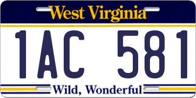 WV license plate 1AC581