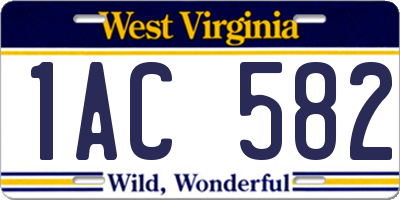 WV license plate 1AC582