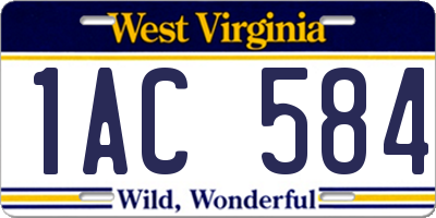 WV license plate 1AC584