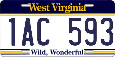 WV license plate 1AC593