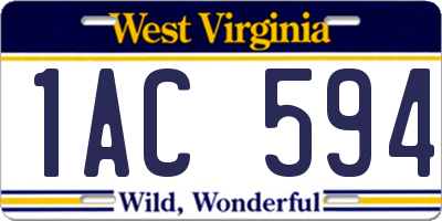 WV license plate 1AC594