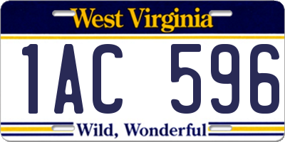 WV license plate 1AC596