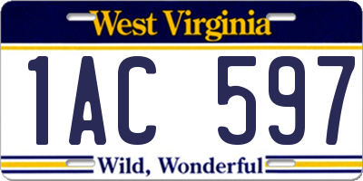 WV license plate 1AC597