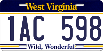 WV license plate 1AC598