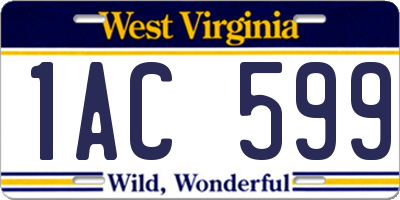 WV license plate 1AC599