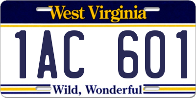 WV license plate 1AC601