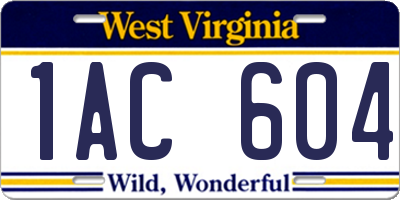 WV license plate 1AC604