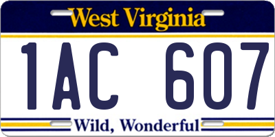 WV license plate 1AC607