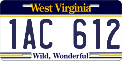 WV license plate 1AC612