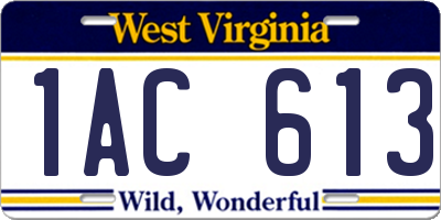 WV license plate 1AC613