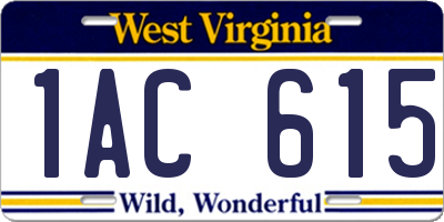 WV license plate 1AC615