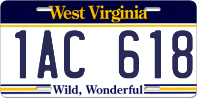 WV license plate 1AC618